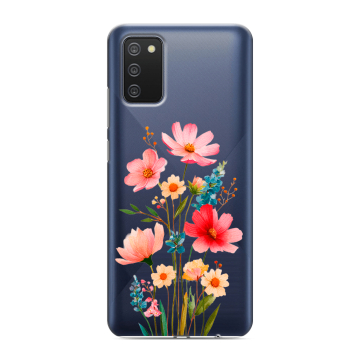 Силиконовый противоударный чехол на Samsung Galaxy A02s с принтом Цветы Силиконовый противоударный чехол на Samsung Galaxy A02s с принтом Цветы