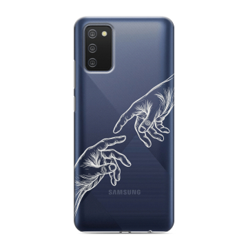 Силиконовый противоударный чехол на Samsung Galaxy A02s с принтом Сотворение мира Силиконовый противоударный чехол на Samsung Galaxy A02s с принтом Сотворение мира