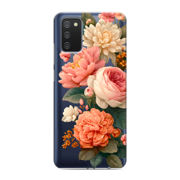 Силиконовый противоударный чехол на Samsung Galaxy A02s с принтом цветы Силиконовый противоударный чехол на Samsung Galaxy A02s с принтом цветы