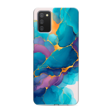 Силиконовый противоударный чехол на Samsung Galaxy A02s с принтом Мрамор блестки Силиконовый противоударный чехол на Samsung Galaxy A02s с принтом Мрамор блестки
