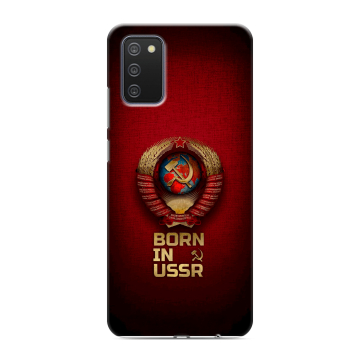 Силиконовый противоударный чехол на Samsung Galaxy A02s с принтом Флаг Герб СССР Силиконовый противоударный чехол на Samsung Galaxy A02s с принтом Флаг Герб СССР