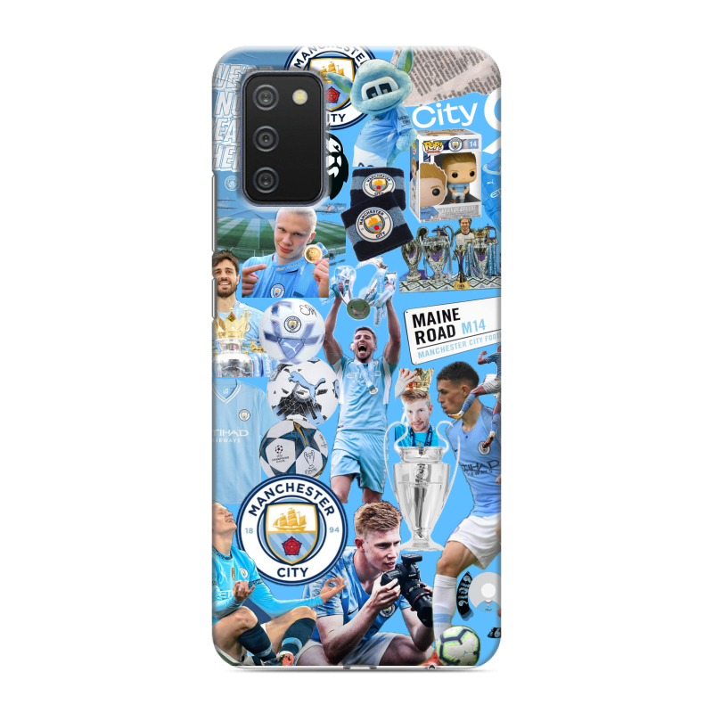 Силиконовый противоударный чехол на Samsung Galaxy A02s с принтом Man City Манчестер Сити Силиконовый противоударный чехол на Samsung Galaxy A02s с принтом Man City Манчестер Сити