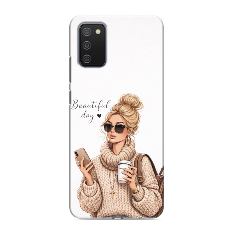 Силиконовый противоударный чехол на Samsung Galaxy A02s с принтом женский Силиконовый противоударный чехол на Samsung Galaxy A02s с принтом женский