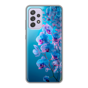 Силиконовый чехол на Samsung Galaxy A52 с принтом голубые орхидеи Силиконовый чехол на Samsung Galaxy A52 с принтом голубые орхидеи
