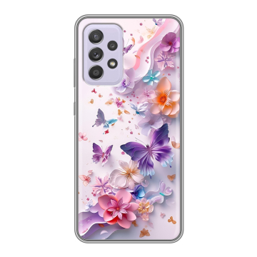 Силиконовый чехол на Samsung Galaxy A52 с принтом цветы бабочки