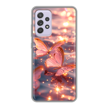 Силиконовый чехол на Samsung Galaxy A52 с принтом бабочки розовые Силиконовый чехол на Samsung Galaxy A52 с принтом бабочки розовые