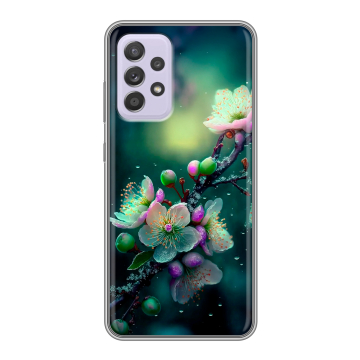 Силиконовый чехол на Samsung Galaxy A52 с принтом Цветы и мрамор