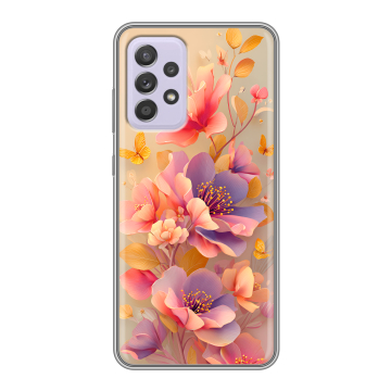 Силиконовый чехол на Samsung Galaxy A52 с принтом Цветы и бабочки Силиконовый чехол на Samsung Galaxy A52 с принтом Цветы и бабочки