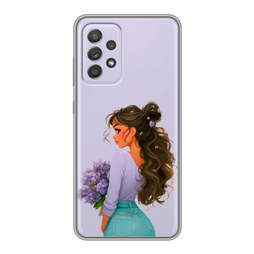 Силиконовый чехол на Samsung Galaxy A52 с принтом девушка цветы Силиконовый чехол на Samsung Galaxy A52 с принтом девушка цветы