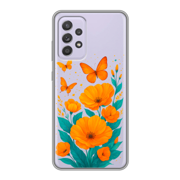 Силиконовый чехол на Samsung Galaxy A52 с принтом цветы бабочки Силиконовый чехол на Samsung Galaxy A52 с принтом цветы бабочки