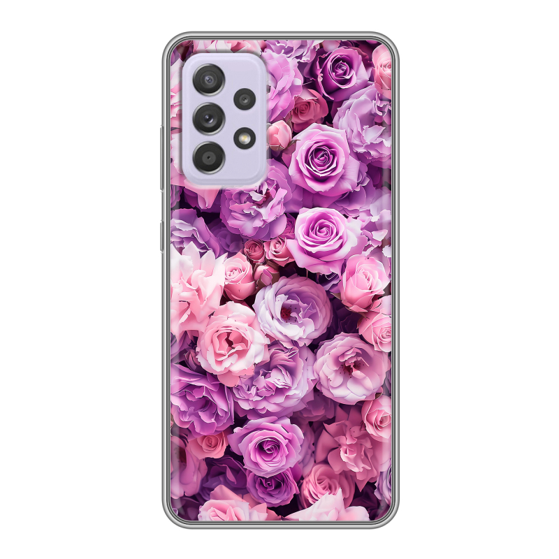 Силиконовый противоударный чехол на Samsung Galaxy A52 с принтом лавандовые розы Силиконовый противоударный чехол на Samsung Galaxy A52 с принтом лавандовые розы