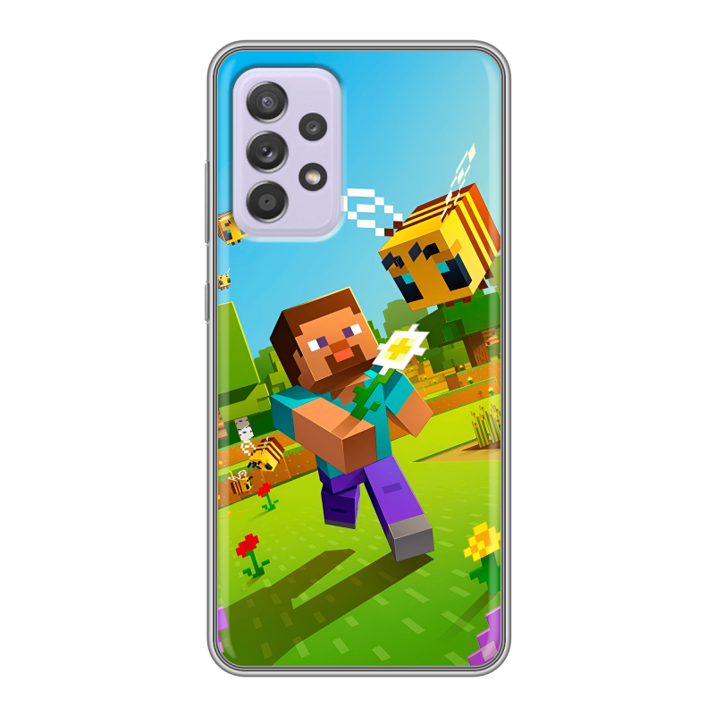 Силиконовый противоударный чехол на Samsung Galaxy A52 с принтом Майнкрафт Minecraft Силиконовый противоударный чехол на Samsung Galaxy A52 с принтом Майнкрафт Minecraft