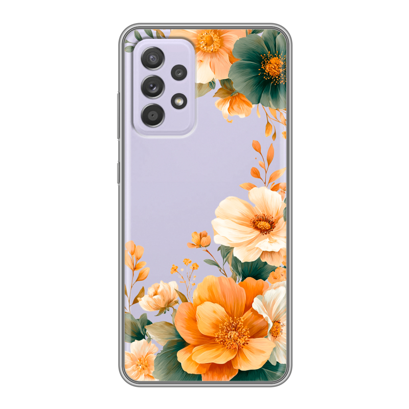 Силиконовый противоударный чехол на Samsung Galaxy A52 с принтом Цветы принт Силиконовый противоударный чехол на Samsung Galaxy A52 с принтом Цветы принт