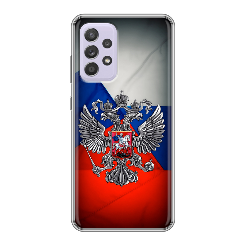 Силиконовый противоударный чехол на Samsung Galaxy A52 с принтом Флаг России Силиконовый противоударный чехол на Samsung Galaxy A52 с принтом Флаг России