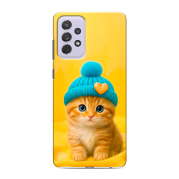 Силиконовый противоударный чехол на Samsung Galaxy A72 с принтом Котенок в шапке Силиконовый противоударный чехол на Samsung Galaxy A72 с принтом Котенок в шапке