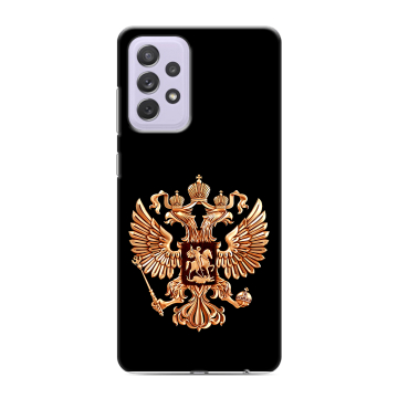 Силиконовый противоударный чехол на Samsung Galaxy A72 с принтом Герб России золотой