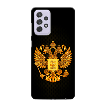 Силиконовый противоударный чехол на Samsung Galaxy A72 с принтом Герб России желтый Силиконовый противоударный чехол на Samsung Galaxy A72 с принтом Герб России желтый