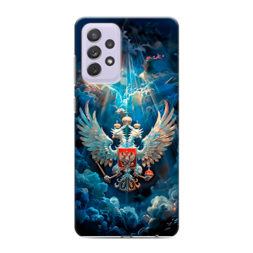 Силиконовый противоударный чехол на Samsung Galaxy A72 с принтом Герб флаг России