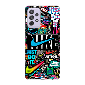 Силиконовый противоударный чехол на Samsung Galaxy A72 с принтом найк nike черный Силиконовый противоударный чехол на Samsung Galaxy A72 с принтом найк nike черный