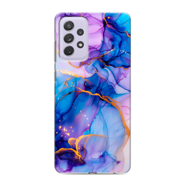Силиконовый противоударный чехол на Samsung Galaxy A72 с принтом синий мрамор Силиконовый противоударный чехол на Samsung Galaxy A72 с принтом синий мрамор
