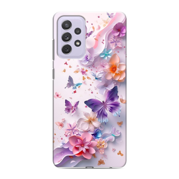 Силиконовый противоударный чехол на Samsung Galaxy A72 с принтом цветы бабочки