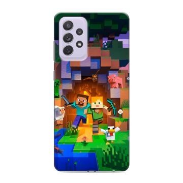 Силиконовый противоударный чехол на Samsung Galaxy A72 с принтом Майнкрафт Minecraft