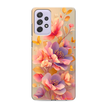 Силиконовый противоударный чехол на Samsung Galaxy A72 с принтом Цветы и бабочки Силиконовый противоударный чехол на Samsung Galaxy A72 с принтом Цветы и бабочки