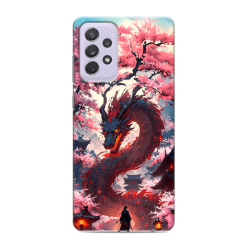 Силиконовый противоударный чехол на Samsung Galaxy A72 с принтом Дракон Японский