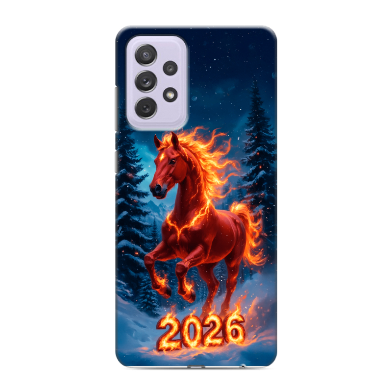 Пластиковый чехол на Samsung Galaxy A72 с принтом Новый год коня Пластиковый чехол на Samsung Galaxy A72 с принтом Новый год коня