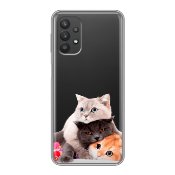 Силиконовый чехол на Samsung Galaxy A32 с принтом Кошки Силиконовый чехол на Samsung Galaxy A32 с принтом Кошки