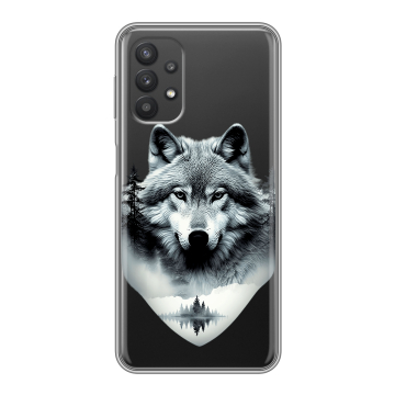 Силиконовый чехол на Samsung Galaxy A32 с принтом Волк в лесу Силиконовый чехол на Samsung Galaxy A32 с принтом Волк в лесу