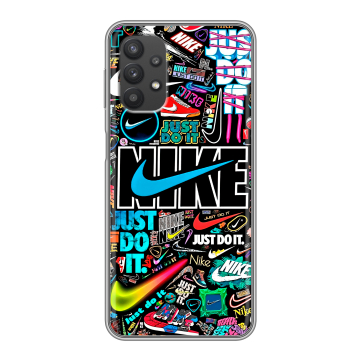 Силиконовый чехол на Samsung Galaxy A32 с принтом найк nike черный