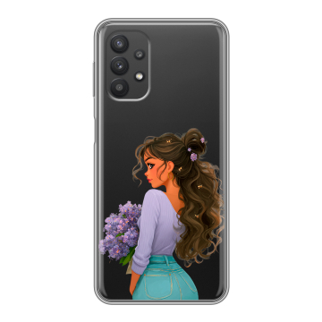 Силиконовый чехол на Samsung Galaxy A32 с принтом девушка цветы