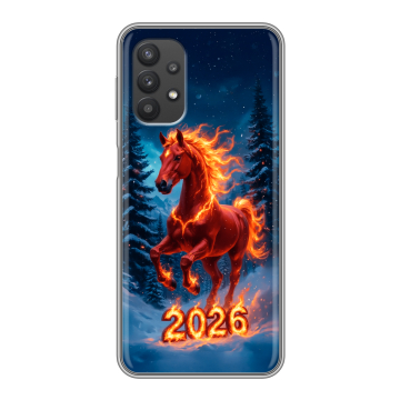 Силиконовый чехол на Samsung Galaxy A32 с принтом Новый год коня Силиконовый чехол на Samsung Galaxy A32 с принтом Новый год коня