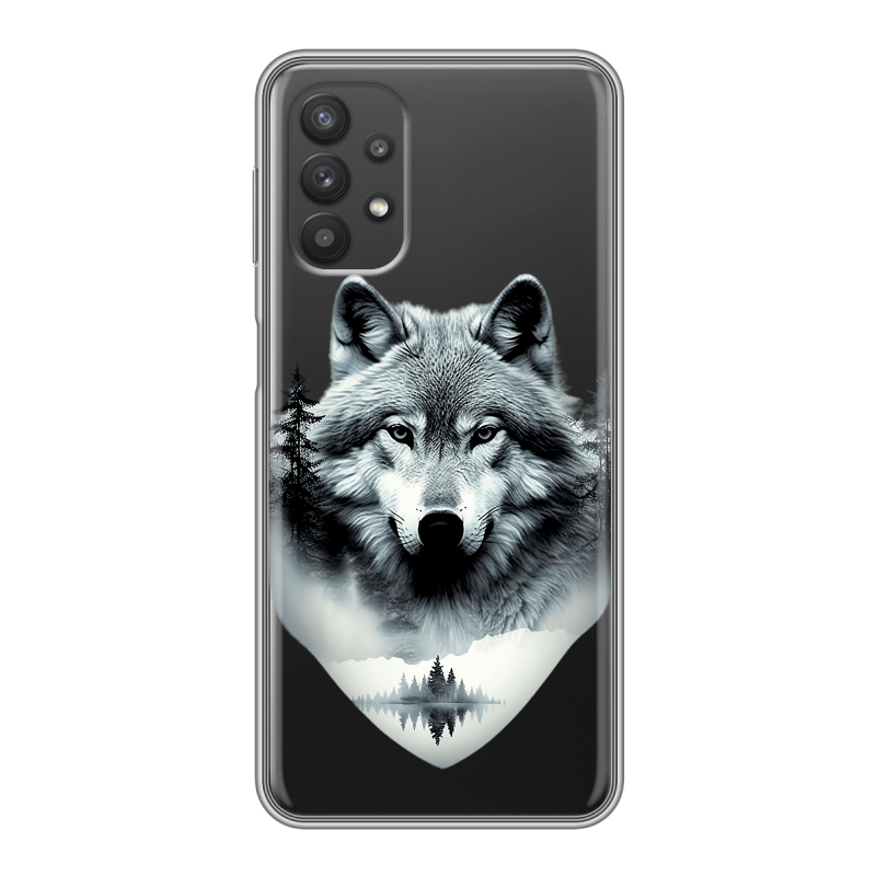 Силиконовый чехол на Samsung Galaxy A32 с принтом Волк в лесу Силиконовый чехол на Samsung Galaxy A32 с принтом Волк в лесу