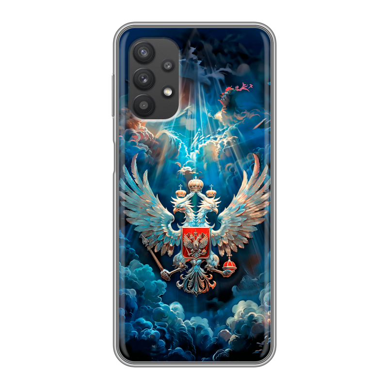 Силиконовый чехол на Samsung Galaxy A32 с принтом Герб флаг России Силиконовый чехол на Samsung Galaxy A32 с принтом Герб флаг России