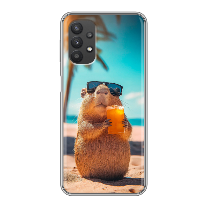 Силиконовый противоударный чехол на Samsung Galaxy A32 с принтом Капибара Силиконовый противоударный чехол на Samsung Galaxy A32 с принтом Капибара