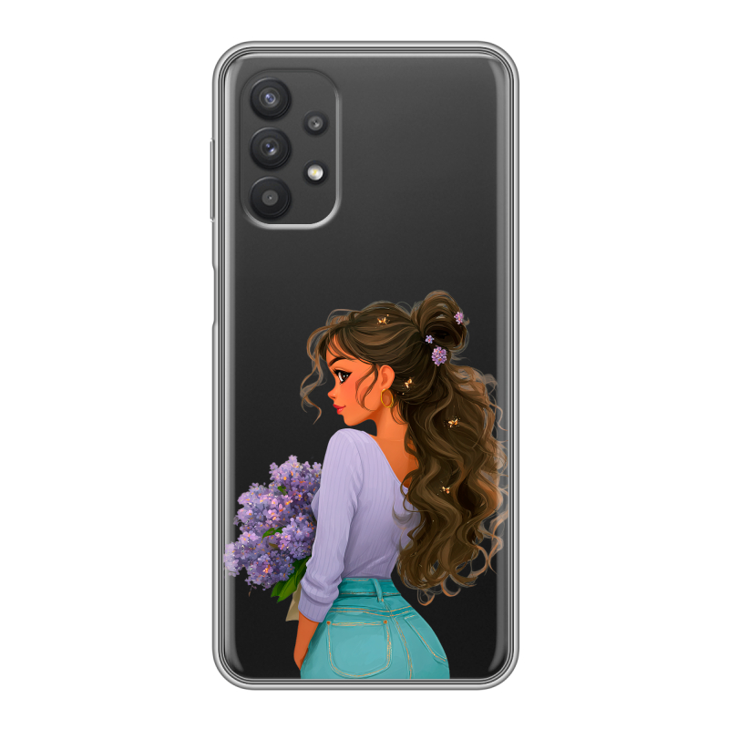Силиконовый чехол на Samsung Galaxy A32 с принтом девушка цветы Силиконовый чехол на Samsung Galaxy A32 с принтом девушка цветы