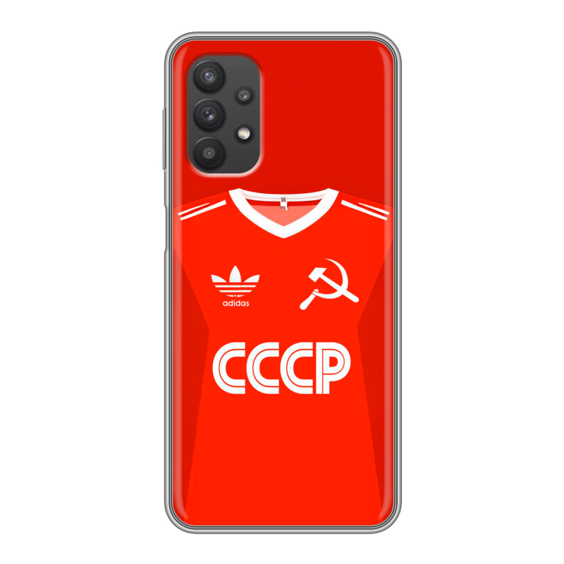 Силиконовый противоударный чехол на Samsung Galaxy A32 с принтом Флаг Герб СССР Силиконовый противоударный чехол на Samsung Galaxy A32 с принтом Флаг Герб СССР