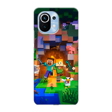 Силиконовый чехол на Xiaomi Mi 11 с принтом Майнкрафт Minecraft Силиконовый чехол на Xiaomi Mi 11 с принтом Майнкрафт Minecraft