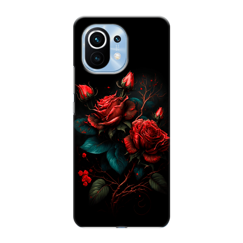 Силиконовый чехол на Xiaomi Mi 11 с принтом Розы красные Силиконовый чехол на Xiaomi Mi 11 с принтом Розы красные