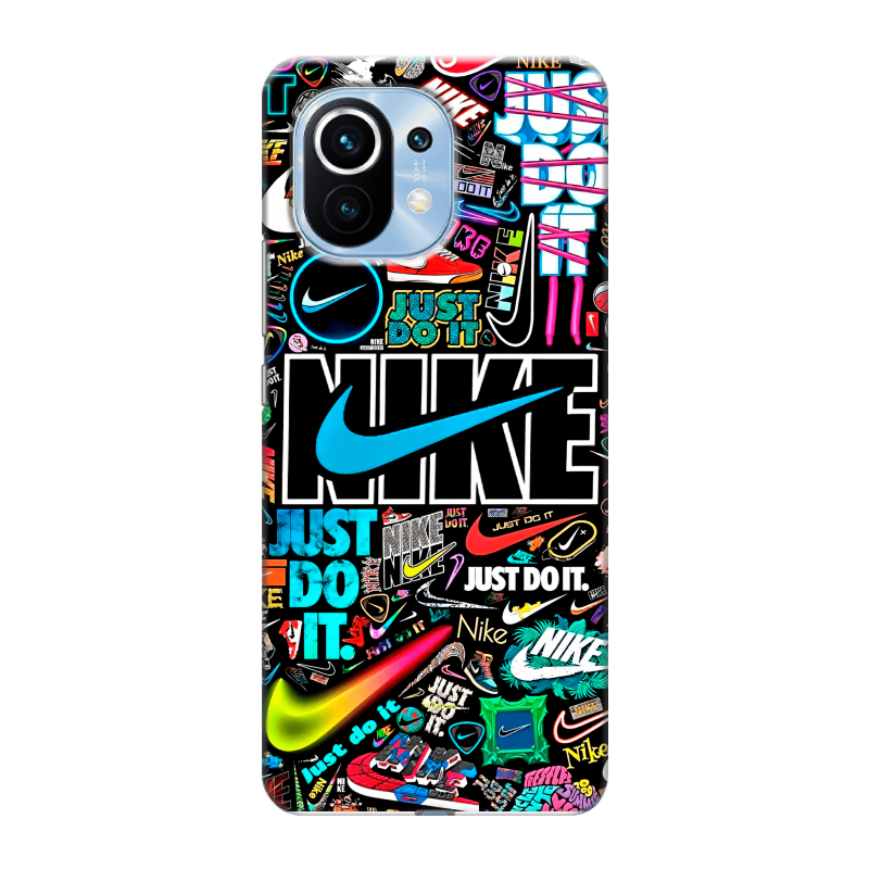 Силиконовый чехол на Xiaomi Mi 11 с принтом найк nike черный Силиконовый чехол на Xiaomi Mi 11 с принтом найк nike черный