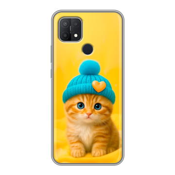 Силиконовый чехол на OPPO A15 с принтом Котенок в шапке Силиконовый чехол на OPPO A15 с принтом Котенок в шапке