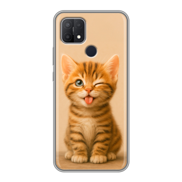 Силиконовый чехол на OPPO A15 с принтом котенок