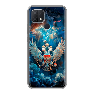 Силиконовый чехол на OPPO A15 с принтом Герб флаг России Силиконовый чехол на OPPO A15 с принтом Герб флаг России
