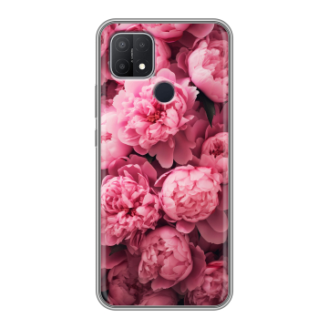 Силиконовый чехол на OPPO A15 с принтом цветы пионы Силиконовый чехол на OPPO A15 с принтом цветы пионы