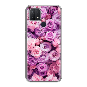 Силиконовый чехол на OPPO A15 с принтом лавандовые розы Силиконовый чехол на OPPO A15 с принтом лавандовые розы
