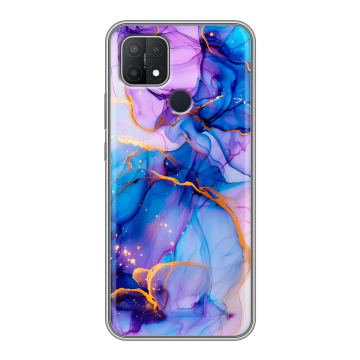 Силиконовый чехол на OPPO A15 с принтом синий мрамор