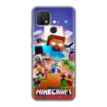 Силиконовый чехол на OPPO A15 с принтом Майнкрафт Minecraft