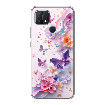 Силиконовый чехол на OPPO A15 с принтом цветы бабочки